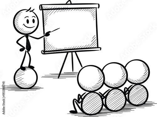 Person Presenting at Flipchart to Audience of Four