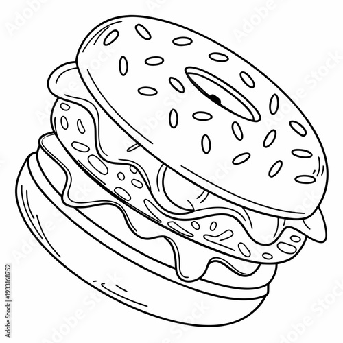 Delicious cheeseburger with melted cheese and sesame seed bun