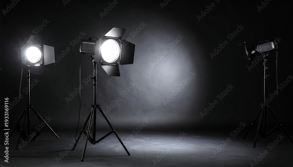 Fototapeta premium Studio Lighting Equipment on Dark Background.