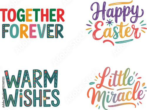Easter Greeting Cards with Colorful Typography