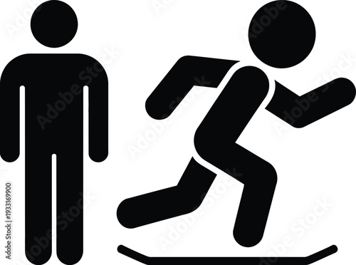 Comparison of a stationary person and someone running on a treadmill