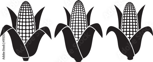 Three corn cob silhouette icons