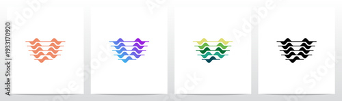 Curves Graph Chart Lines Wavy Abstract Shape Letter Initial Logo Design V