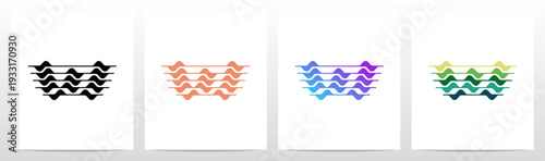 Curves Graph Chart Lines Wavy Abstract Shape Letter Initial Logo Design W