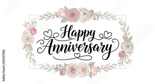 Vintage floral wedding invitation card featuring a retro pink heart ornament and decorative vector frame border