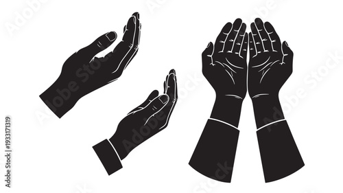 Set of 3 hand icons vector