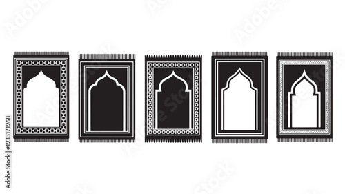 Set of 5 arched window frames vector