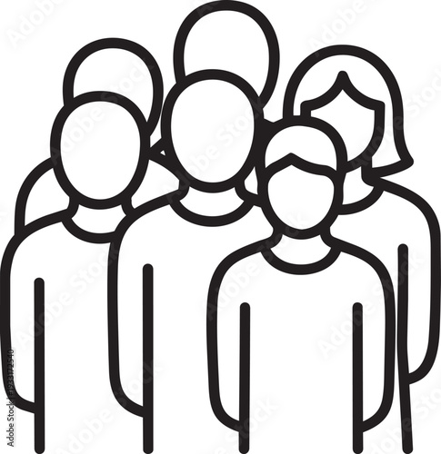 Group of four people outline icon representing public citizen society constituent and democratic political gathering