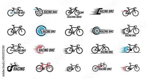 Collection of bicycle logos and emblems for cycling and racing teams.