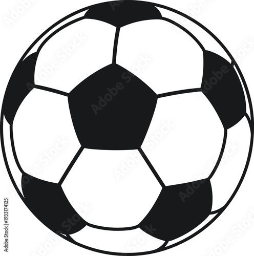 A black and white soccer ball with a classic pattern on transparent background
