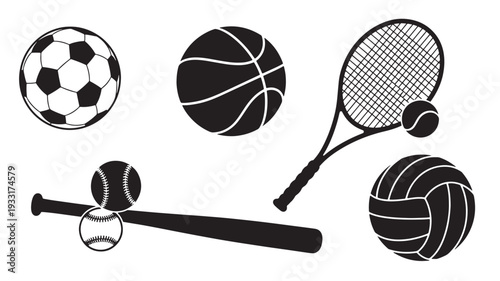 Set of 5 sports icons vector