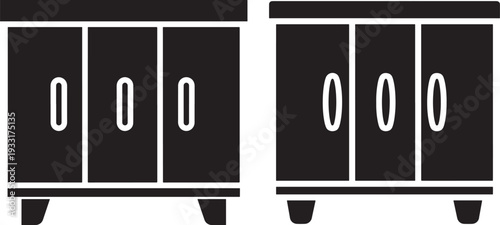 Cabinet silhouette icons set