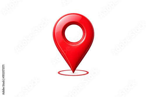 Red location pin map marker icon with glossy 3D design isolated on transparent background for navigation GPS and destination concept