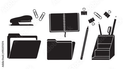 Set of 10 office supplies icons vector