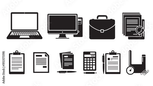 Set of 10 office icons vector