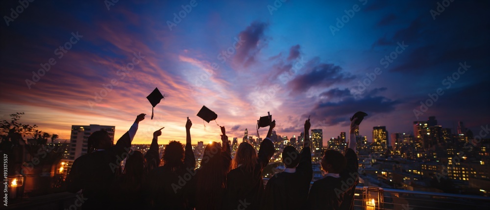 Fototapeta premium Group of people are celebrating their graduation