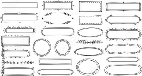 A collection of elegant decorative borders and frames on transparent background