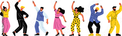 Group of happy diverse people dancing and having fun at a party