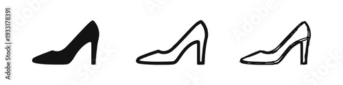 Elegant High Heel Shoes Icons Collection with Various Artistic Styles