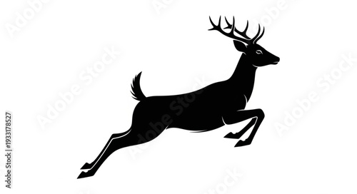 Running Deer Silhouette with Antlers.