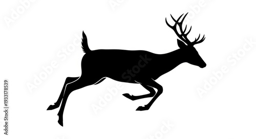 Running Deer Silhouette with Antlers.