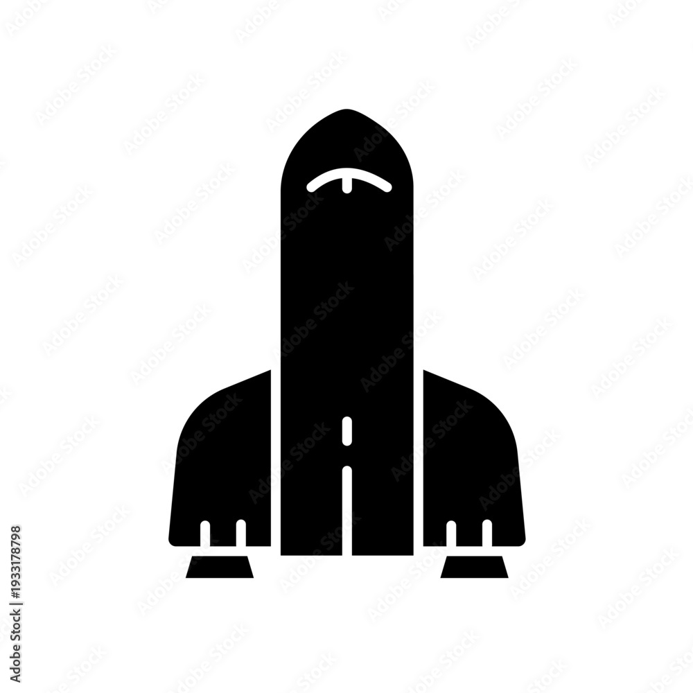 Obraz premium Spaceship rocket launch, flat solid vector icon