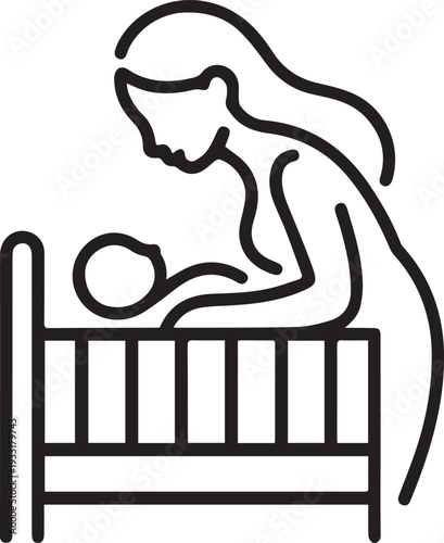 baby sleeping in a crib icon