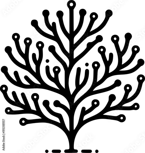 Digital Tree: a modern emblem of growth and interconnectedness, a graphical representation of nature meeting technology, forming a symbol of innovation.