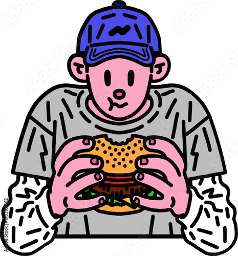 ハンバーガーを食べる人