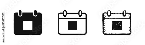 Single Day Calendar Icon Set - Solid, Outline, and Hand-Drawn Styles for Specific Dates