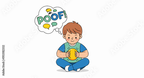 Young boy practicing visualization and positive thinking to make worries disappear