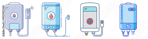 Water heater boiler system vector icon pack flat design scalable illustration