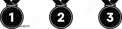Dark Monochrome Medallion Icons for Top Competitors Vector