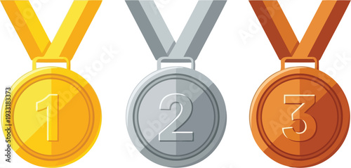 Flat Design Winner Prizes with Half Shadow Effect Vector