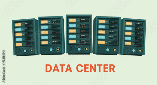 Illustration of Server Racks in a Modern Data Center Environment