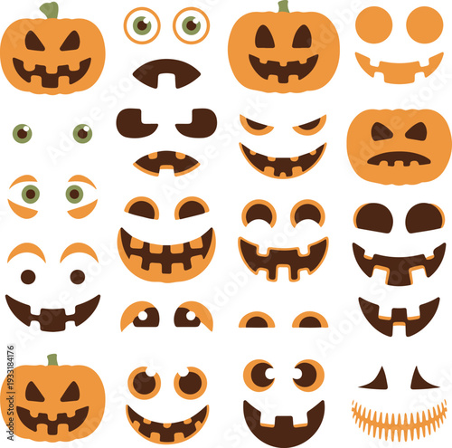 Halloween Pumpkin Face Components faces carving