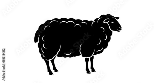 Sheep Silhouette Standing Alone.