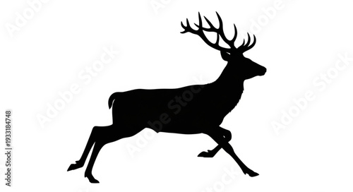 Running Deer with Antlers Silhouette.