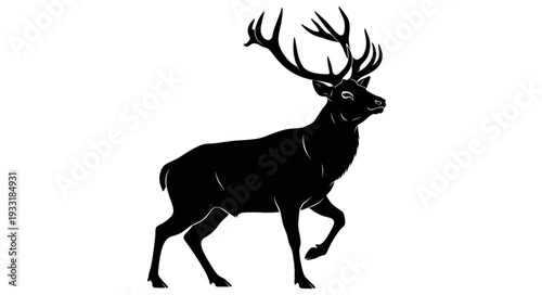 Running Deer with Large Antlers.