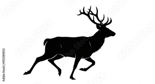 Running Deer with Large Antlers.