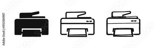 Printer icon set. Office equipment symbol for printing, scanning, or copying documents.