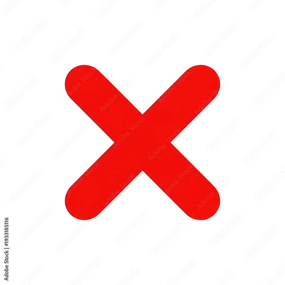 Fototapeta premium A red x symbol isolated on transparent background