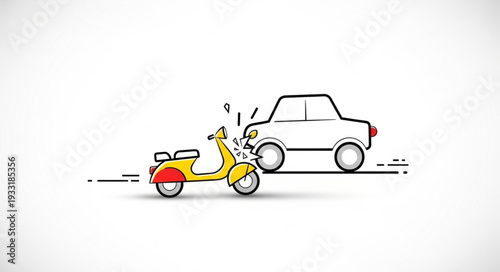 Scooter Collides with Car Accident Scene.
