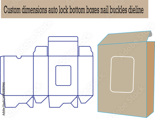 Custom Dimensions Tuck End Boxes Bevel Dyeline Template for Professional Product Packaging Design and Industrial Manufacturing Mockup