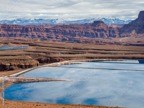 Картината върху платно potash evaporation ponds in the  Moab area in western Utah - aerial view