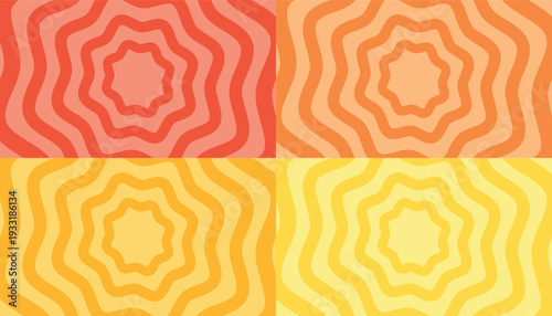 Abstract Symmetrical Pattern with Colorful Wavy Concentric Designs in Warm Gradient Tones