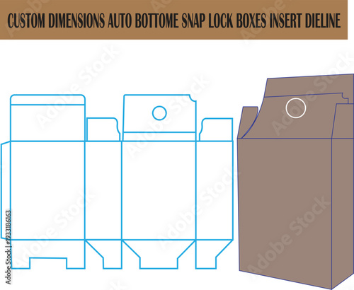 Custom Dimensions Tuck End Boxes Bevel Dyeline Template for Professional Product Packaging Design and Manufacturing Mockup