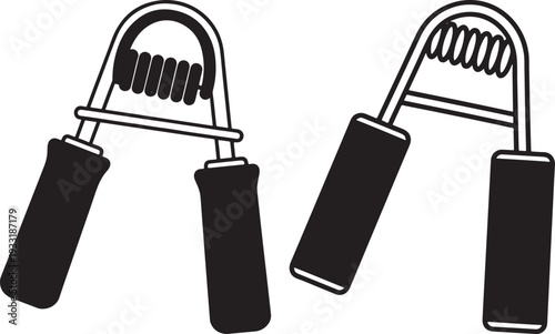 Hand Gripper Forearm Strengthener Exercise Equipment for Strength Training and Fitness Black Vector Icons