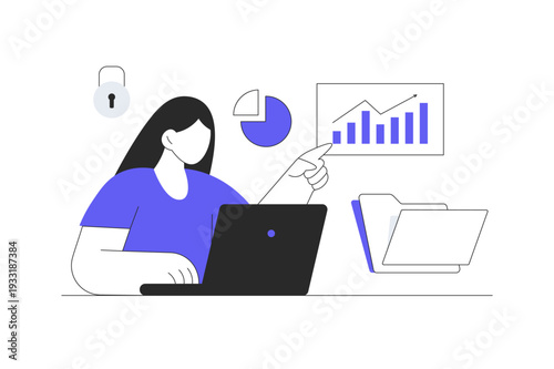 Cloud computing. Hosting platform, Big data processing. Administrate cloud storage. Flat Cartoon Vector Illustration, icon Stylish abstract design landing page web