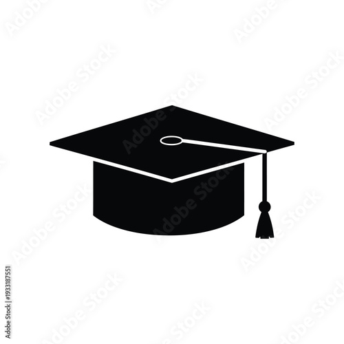 Black Silhouette of a Graduation Cap with a Tassel, Symbolizing Academic Achievement and Education.